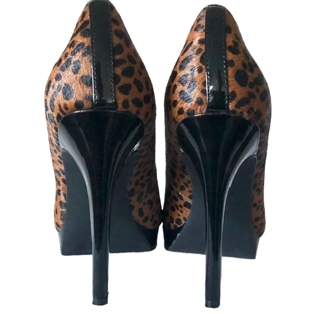Via Neroli Mthaute Calf Hair Cheetah Leather Pump Heels Size 7